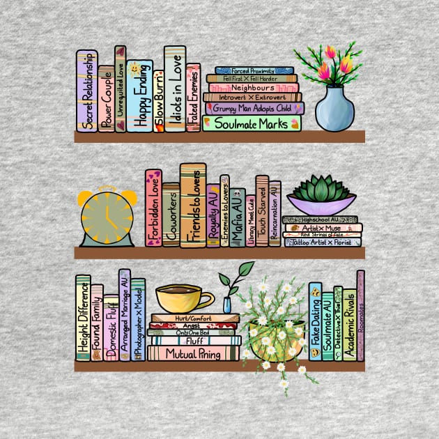 fanfiction bookshelf <3 by TheHermitCrab